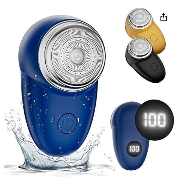 Electric Shaver with LED Display, Upgrade Curved Blade Net, Portable, Blue - Picture 1 of 7